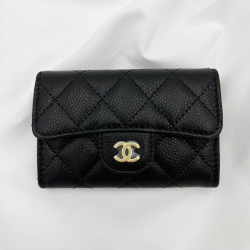 샤넬 클래식 똑딱이 카드슬립 카드지갑 캐비어 금장 AP0214