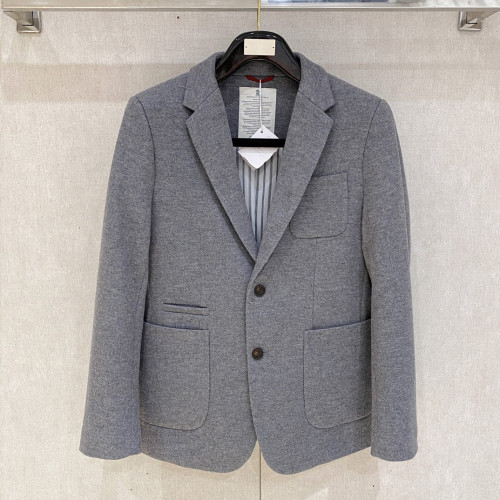 브루넬로 쿠치넬리 2025 가을/겨울 신상품 혼방 원단 남성 슬림 수트 재킷 그레이